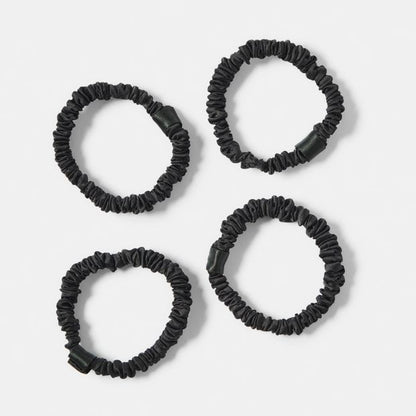 4 Pack Ruched Hair Elastics, Black - OXX Haircare