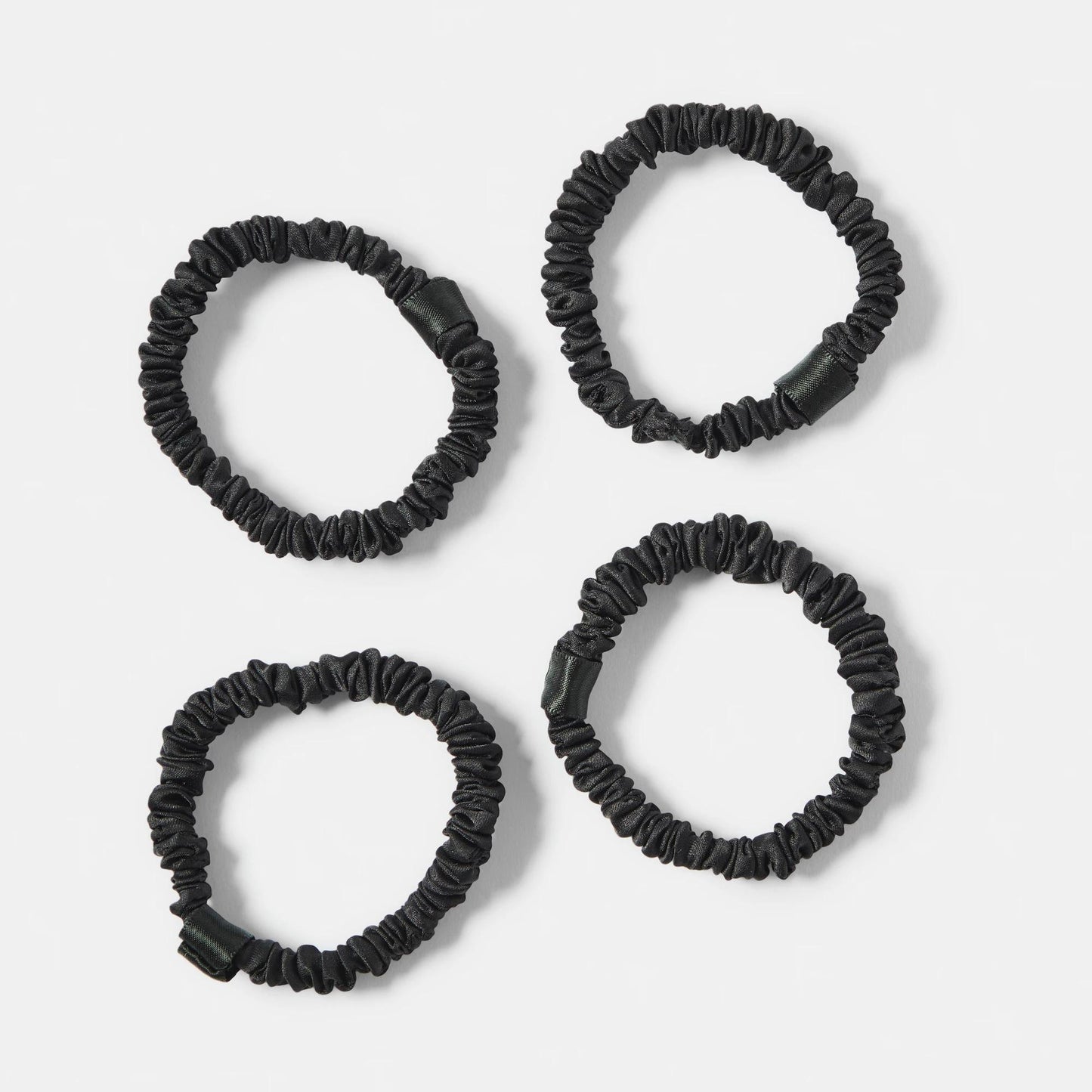 OXX Haircare 4 Pack Ruched Hair Elastics - Black
