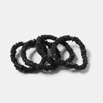 4 Pack Ruched Hair Elastics, Black - OXX Haircare