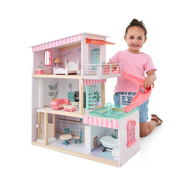 17 Piece Wooden Dollhouse Set