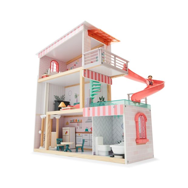 17 Piece Wooden Dollhouse Set