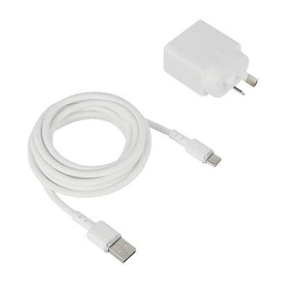 Wall USB Charger with USB-A to USB-C, White - Anko