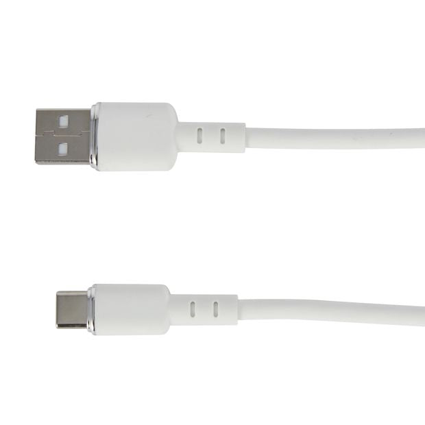 Wall USB Charger with USB-A to USB-C, White - Anko