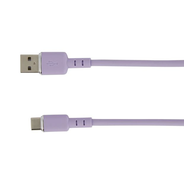 Wall USB Charger with USB-A to USB-C, Purple - Anko