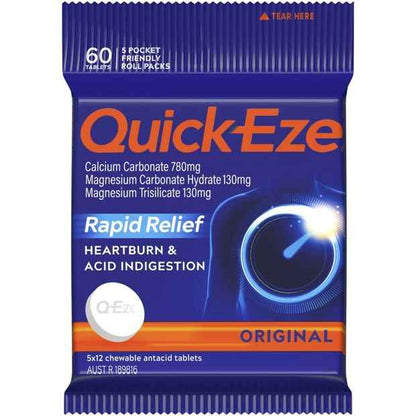 5 Pack Quick-Eze Original Rapid Relief Tablets