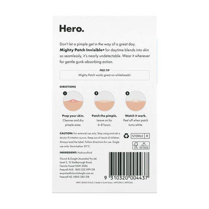 Hero 24 Pack Mighty Patch Invisible+ Pimple Patches - Hydrocolloid