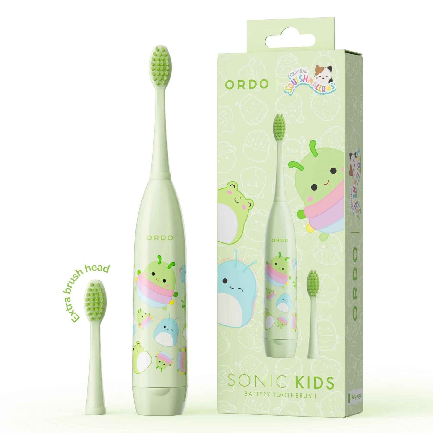 Original Squishmallows Ordo Sonic Kids Battery Toothbrush - Rutabaga