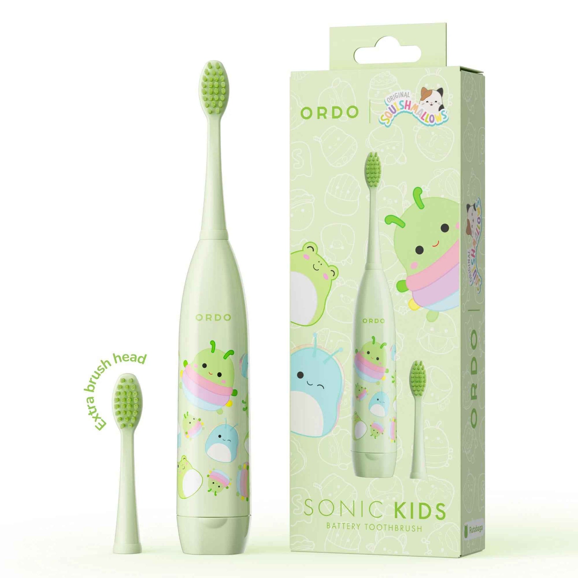 Original Squishmallows Ordo Sonic Kids Battery Toothbrush - Rutabaga