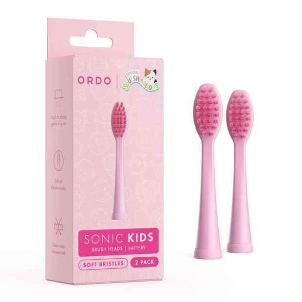 Original Squishmallows 2 Pack Ordo Sonic Kids Battery Brush Heads - Auggie