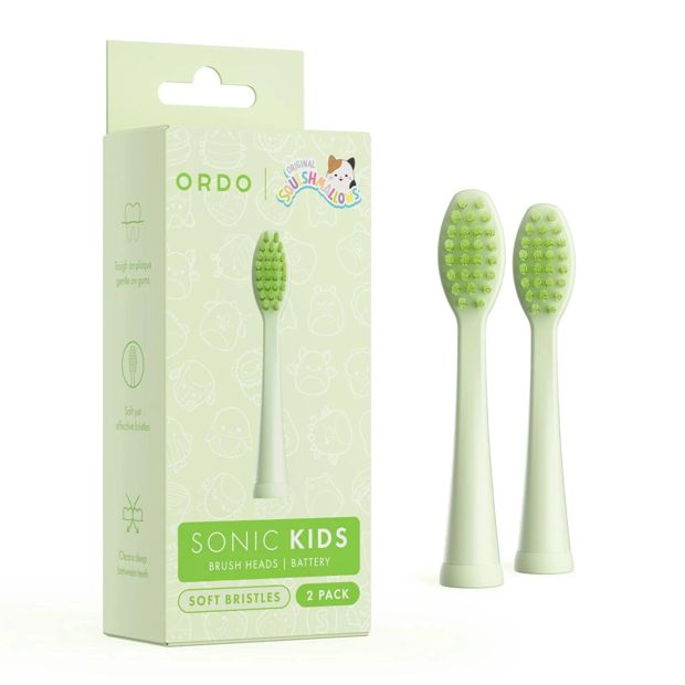 Original Squishmallows 2 Pack Ordo Sonic Kids Battery Brush Heads - Rutabaga