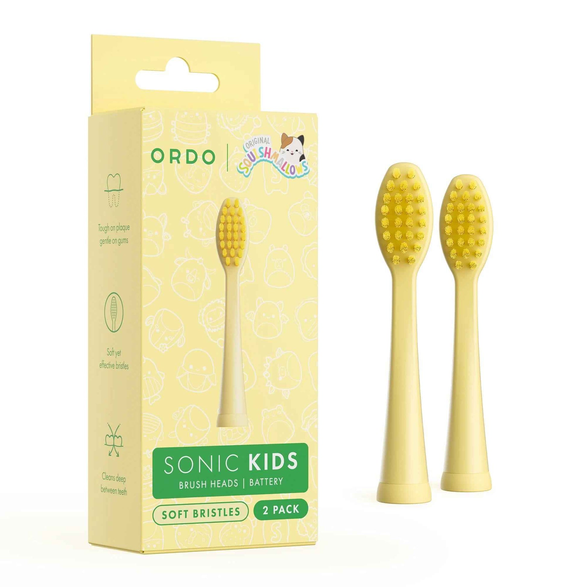 Original Squishmallows 2 Pack Ordo Sonic Kids Battery Brush Heads - Wanda