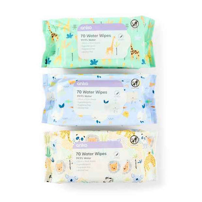 70 Pack Water Wipes  Assorted - Anko
