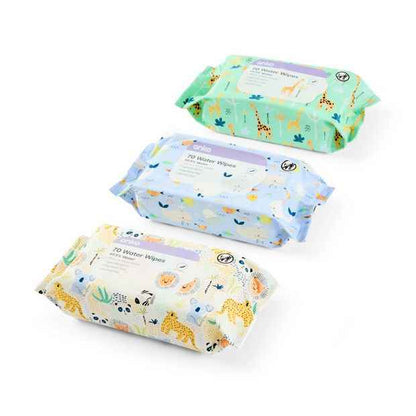 70 Pack Water Wipes  Assorted - Anko