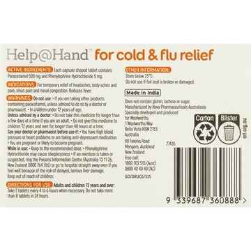 Help@Hand For Cold & Flu Relief Tablets 16 pack
