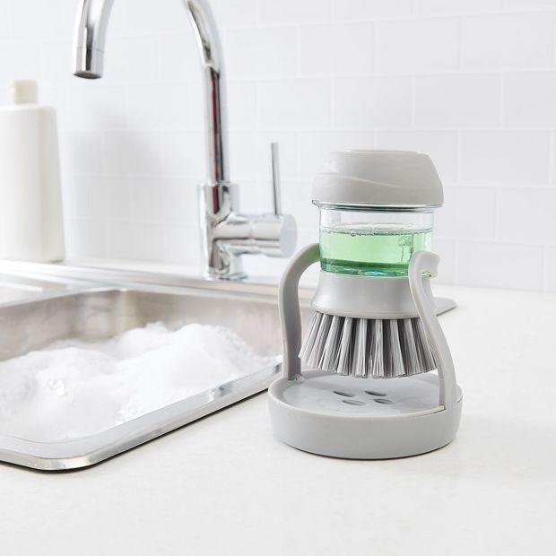 Soap Dispenser Dish Brush with Holder - Anko
