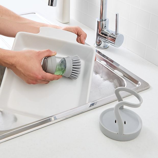 Soap Dispenser Dish Brush with Holder - Anko