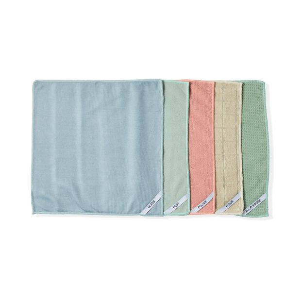 5 Pack Microfibre Cleaning Cloths, Natural - Anko