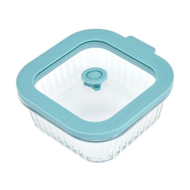 500ml Square Ribbed Glass Container - Anko