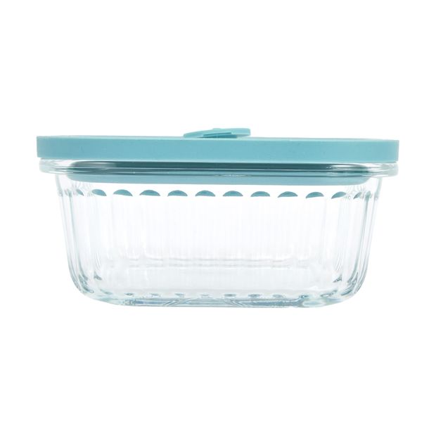 500ml Square Ribbed Glass Container - Anko