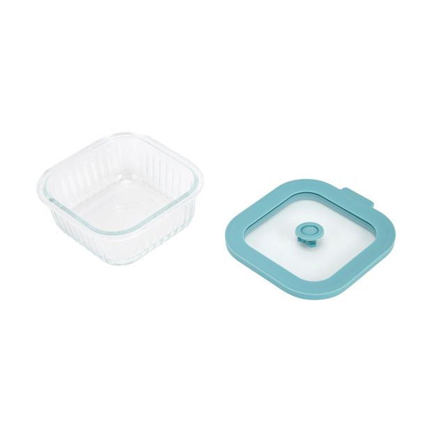 500ml Square Ribbed Glass Container - Anko
