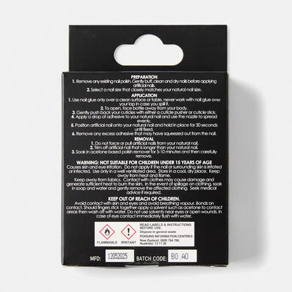 24 Pack Artificial Nails with Adhesive, Almond Shape, French Tip and Blue Butterflies - OXX Cosmetics