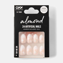 OXX Cosmetics 24 Pack Artificial Nails with Adhesive - Almond Shape, Flower Gems