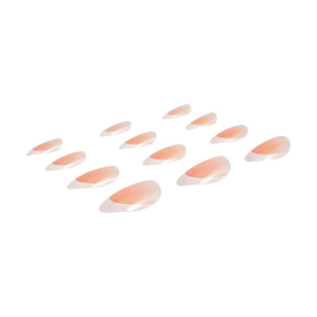 100 Pack Artificial Nails with Adhesive, Almond Shape, French Tip - OXX Cosmetics