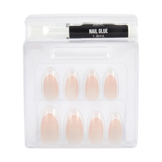 24 Pack Artificial Nails with Adhesive, Stiletto Shape, French Tip - OXX Cosmetics