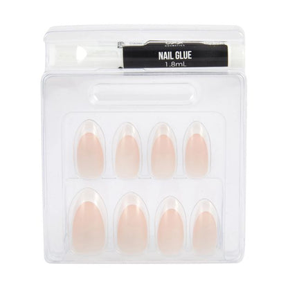 24 Pack Artificial Nails with Adhesive, Stiletto Shape, French Tip - OXX Cosmetics