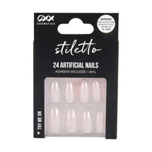 24 Pack Artificial Nails with Adhesive, Stiletto Shape, Light Pink Glaze - OXX Cosmetics