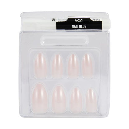 24 Pack Artificial Nails with Adhesive, Stiletto Shape, Light Pink Glaze - OXX Cosmetics
