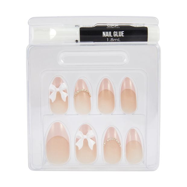 24 Pack Artificial Nails with Adhesive, Stiletto Shape, 3D Bow - OXX Cosmetics