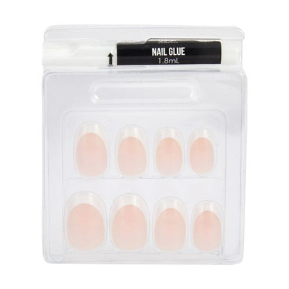 24 Pack Artificial Nails with Adhesive, Oval Shape, French Tip - OXX Cosmetics