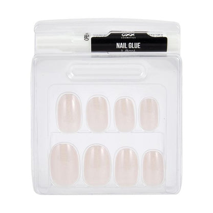 24 Pack Artificial Nails with Adhesive, Oval Shape, Pearl Glaze - OXX Cosmetics