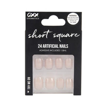 24 Pack Artificial Nails with Adhesive, Short Square Shape, Pearl Glazed - OXX Cosmetics