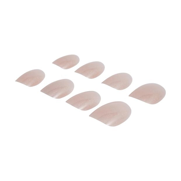 24 Pack Artificial Nails with Adhesive, Short Square Shape, Pearl Glazed - OXX Cosmetics