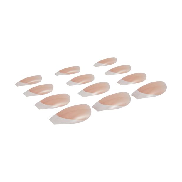 100 Pack Artificial Nails with Adhesive, Coffin Shape, French Tip - OXX Cosmetics