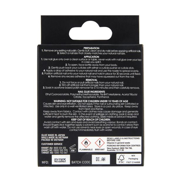 24 Pack Artificial Nails with Adhesive, Squareletto Shape, Butterfly - OXX Cosmetics