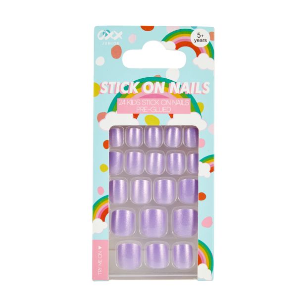 Pack Kids Pre-Glued Stick-On Nails, Purple Iridescent - OXX Junior