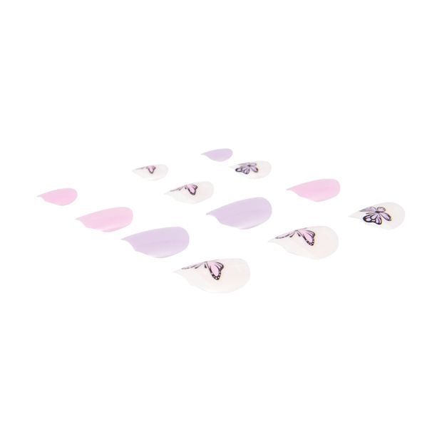 Pack Kids Pre-Glued Stick-On Nails, Butterflies - OXX Junior