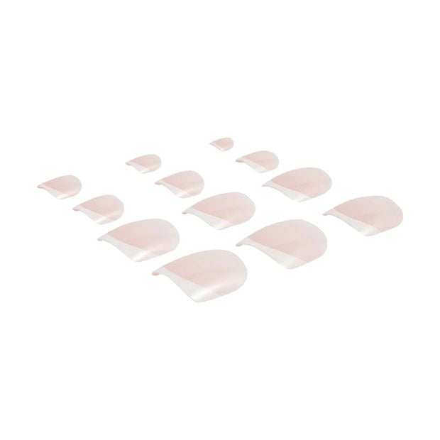 24 Pack Artificial Toenails with Adhesive, French Tip, Pink - OXX Cosmetics