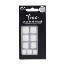24 Pack Artificial Toenails with Adhesive, White - OXX Cosmetics