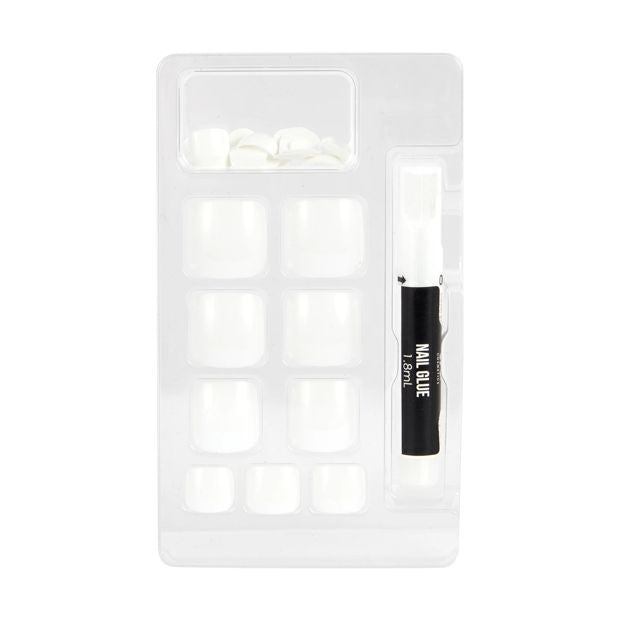 24 Pack Artificial Toenails with Adhesive, White - OXX Cosmetics