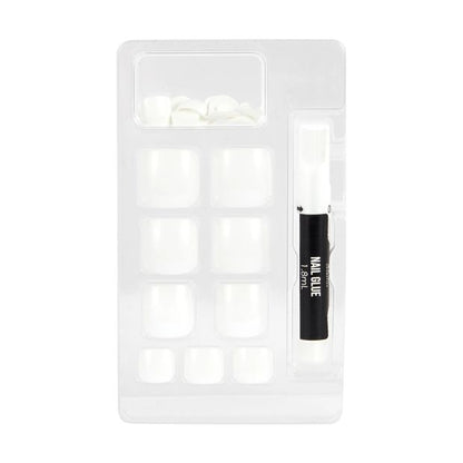 24 Pack Artificial Toenails with Adhesive, White - OXX Cosmetics