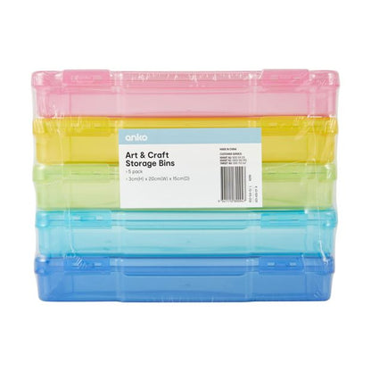 5 Pack Art and Craft Storage Bins - Anko