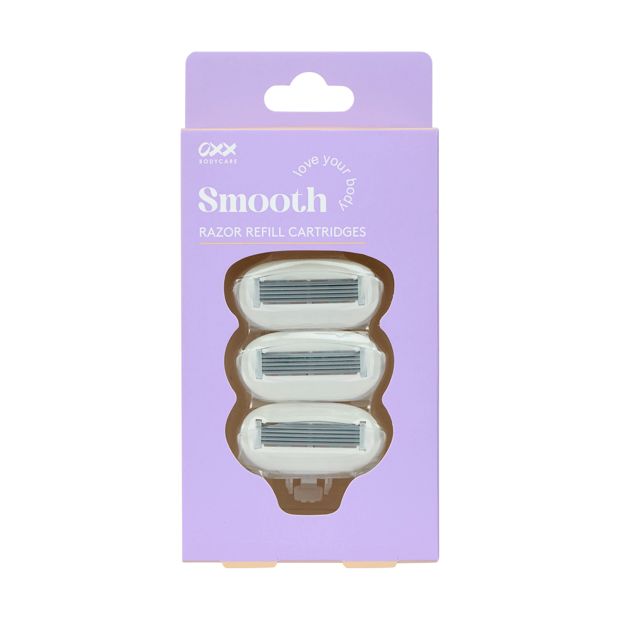 3 Pack Smooth Razor Refill Cartridges, White - OXX Bodycare