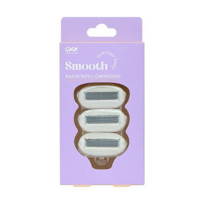 3 Pack Smooth Razor Refill Cartridges, White - OXX Bodycare