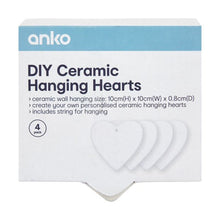 4 Pack DIY Ceramic Hanging Hearts - Anko