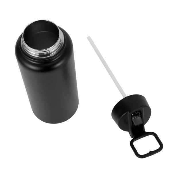 960ml Black Double Wall Insulated Cylinder Drink Bottle - Anko