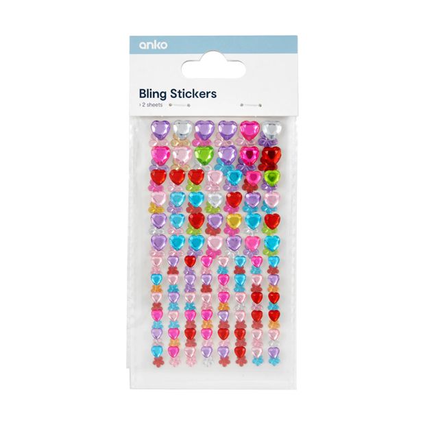 Bling Stickers, Flower and Heart - Anko